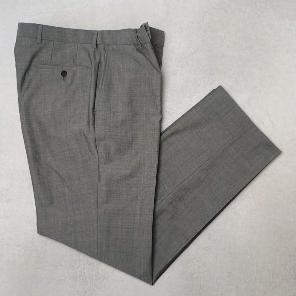 Hugo Boss Pants Men 33x33 Gray Slim Dress Wool Jeffrey Formal Flat Front Slacks